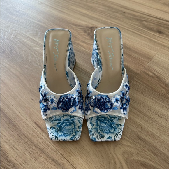 Betsey Johnson Shoes - Betsey Johnson Blue and White Mules with Chic Design